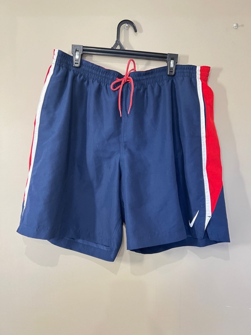 Nike Navy Shorts with Red Waistband & Drawstring